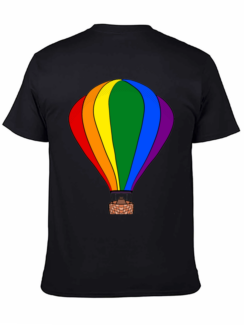 Rainbow Hot Air Balloon Graphic Tee - Black