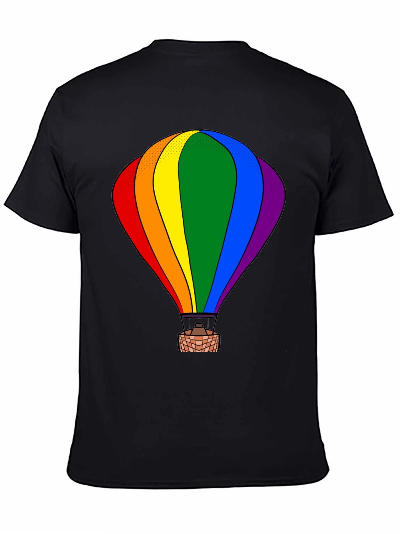 Rainbow Hot Air Balloon Graphic Tee - Black