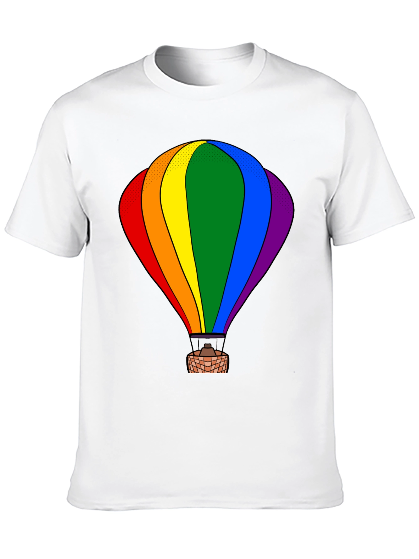 Rainbow Hot Air Balloon Graphic Tee - Black