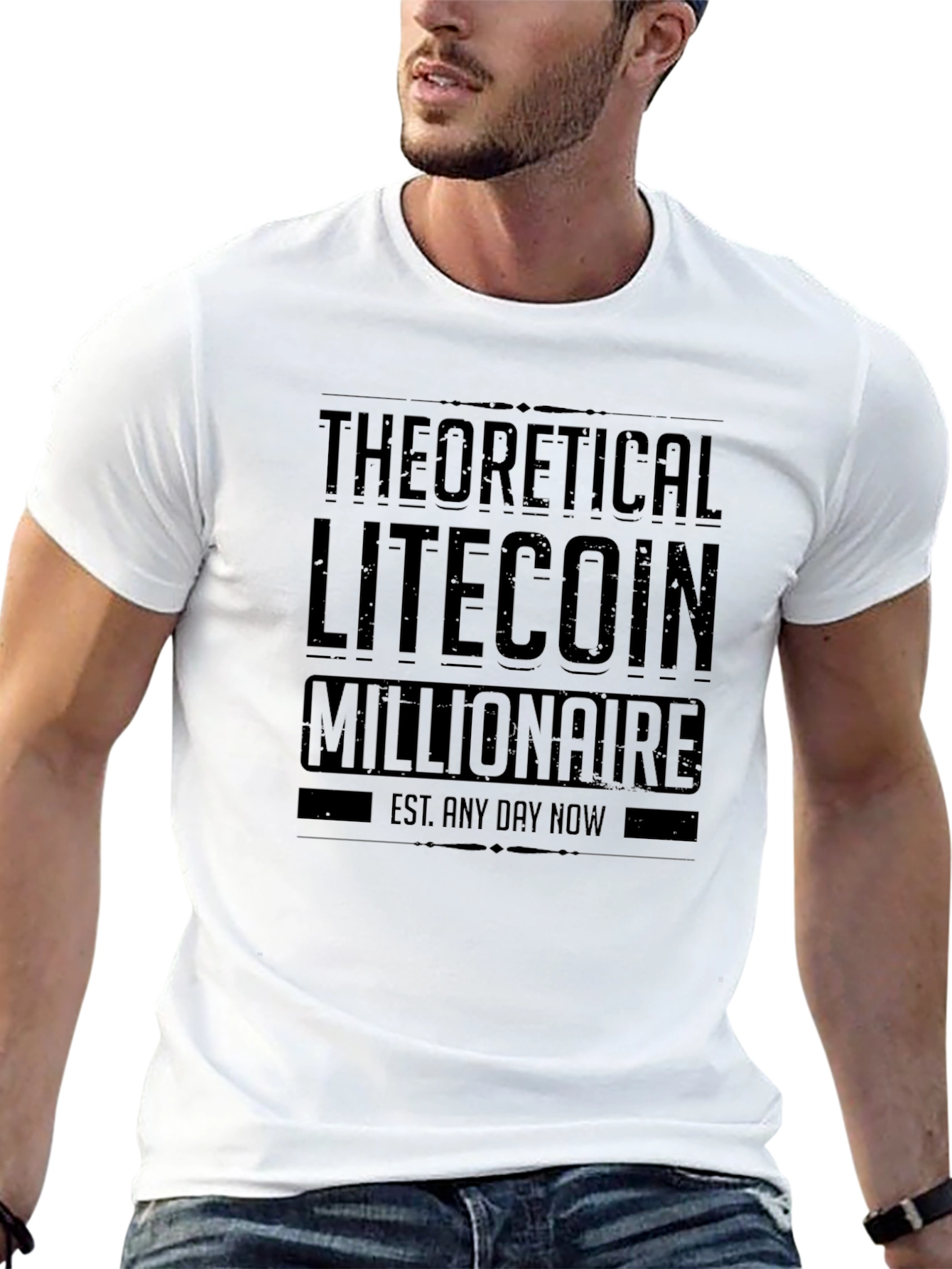 Theoretical Litecoin Millionaire Black Graphic T-Shirt