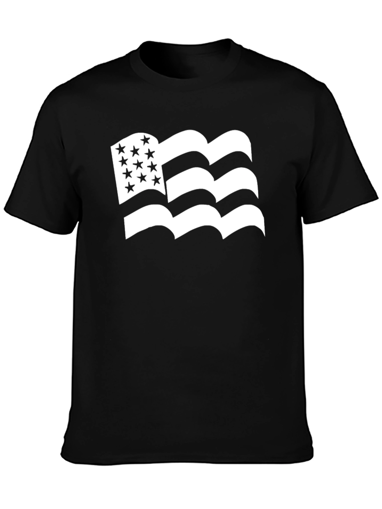 American Flag Style Graphic Tee - Black