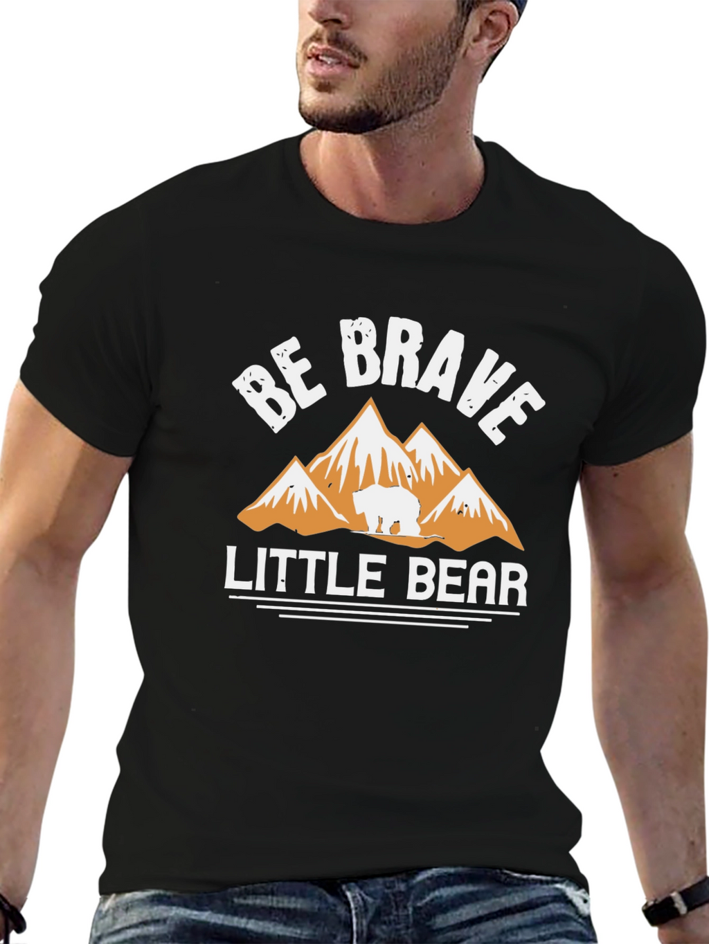 Be Brave Little Bear Black T-Shirt