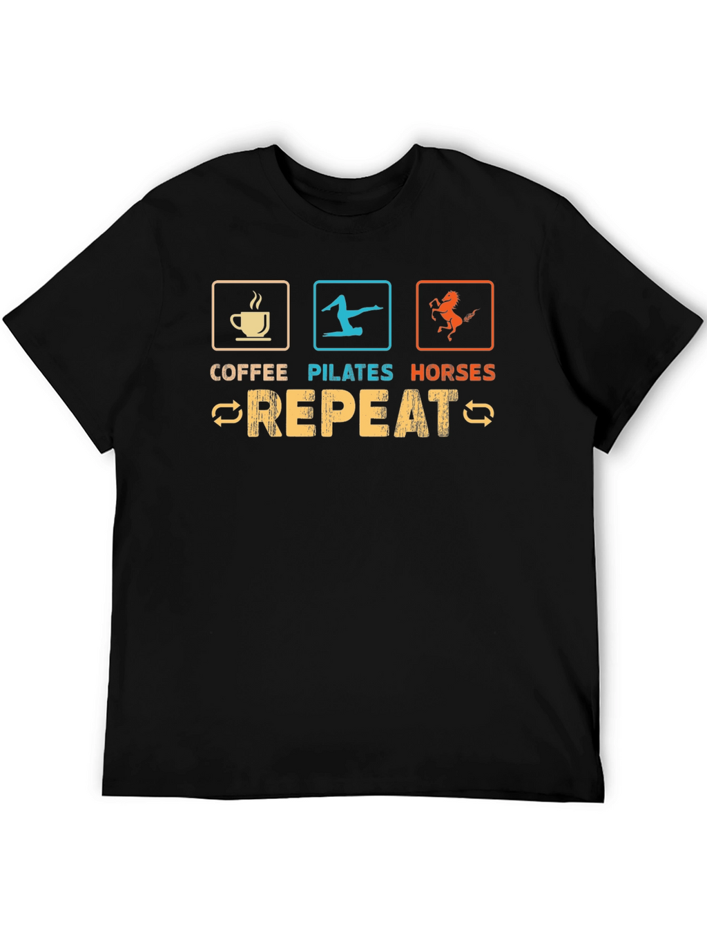 Coffee Pilates Horses Repeat Graphic Tee