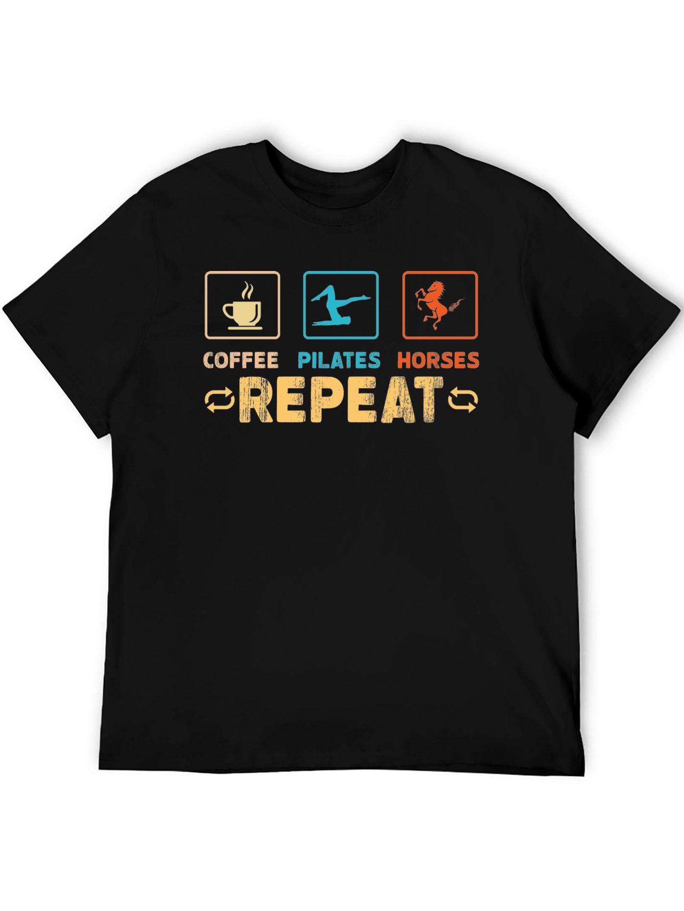 Coffee Pilates Horses Repeat Graphic Tee