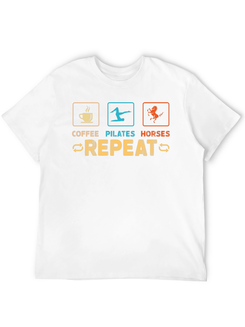 Coffee Pilates Horses Repeat Graphic Tee