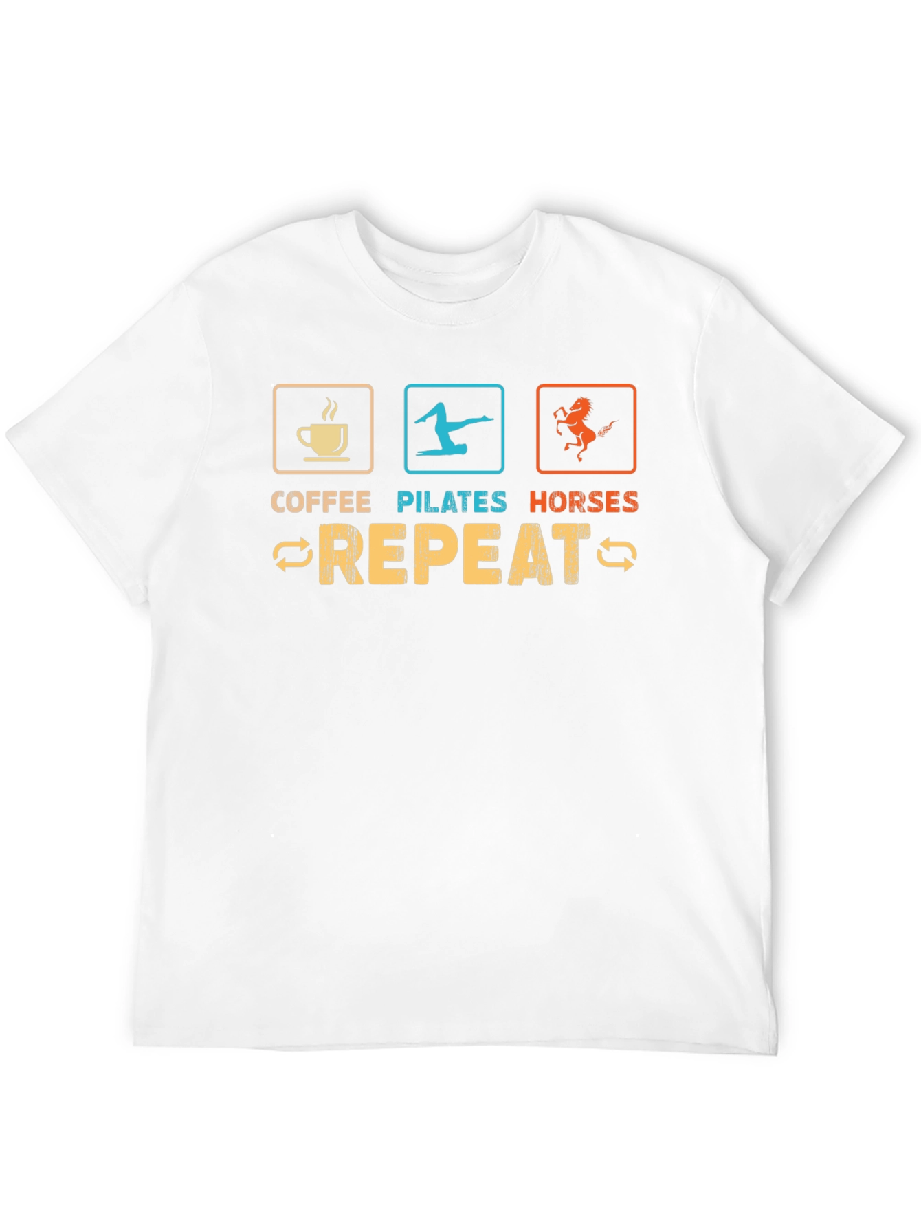 Coffee Pilates Horses Repeat Graphic Tee