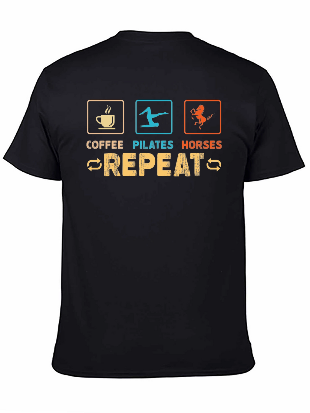 Coffee Pilates Horses Repeat Graphic Tee