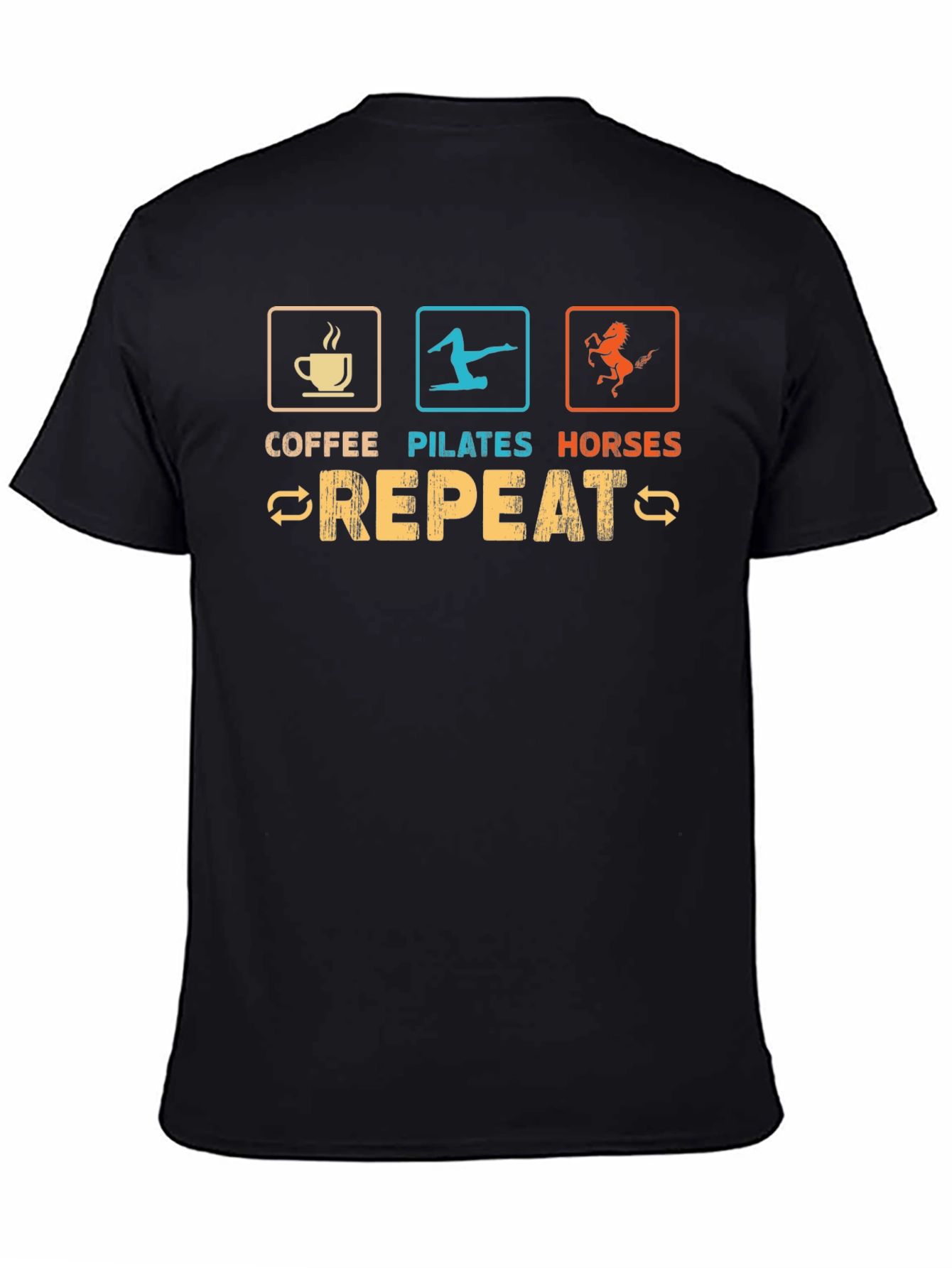 Coffee Pilates Horses Repeat Graphic Tee