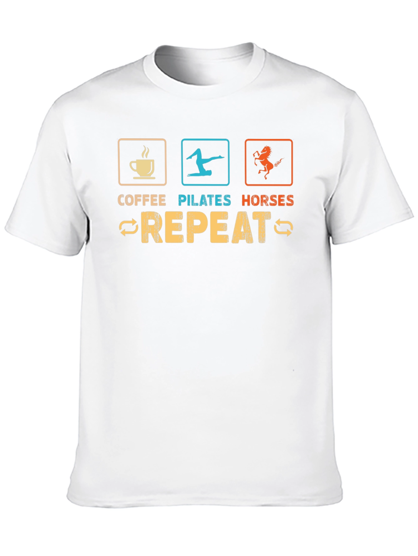 Coffee Pilates Horses Repeat Graphic Tee