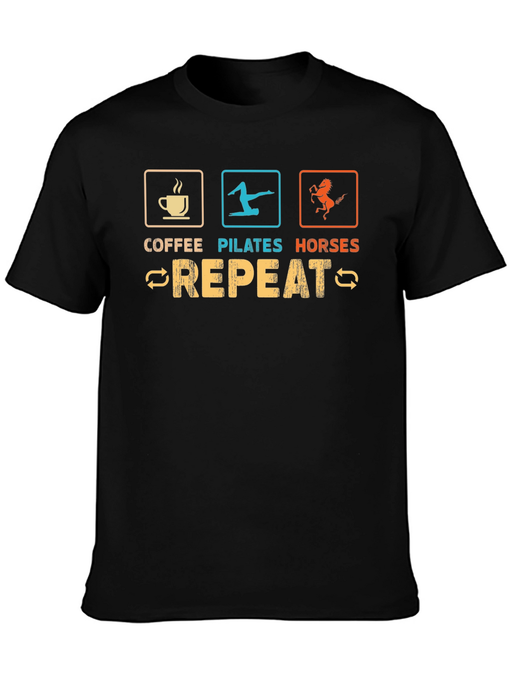 Coffee Pilates Horses Repeat Graphic Tee