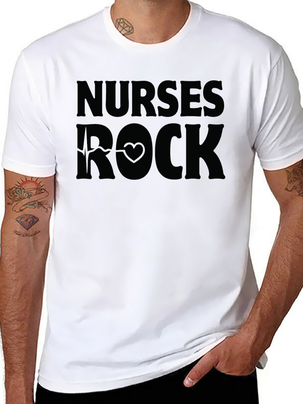Nurses Rock Graphic T-Shirt - Black Cotton Tee