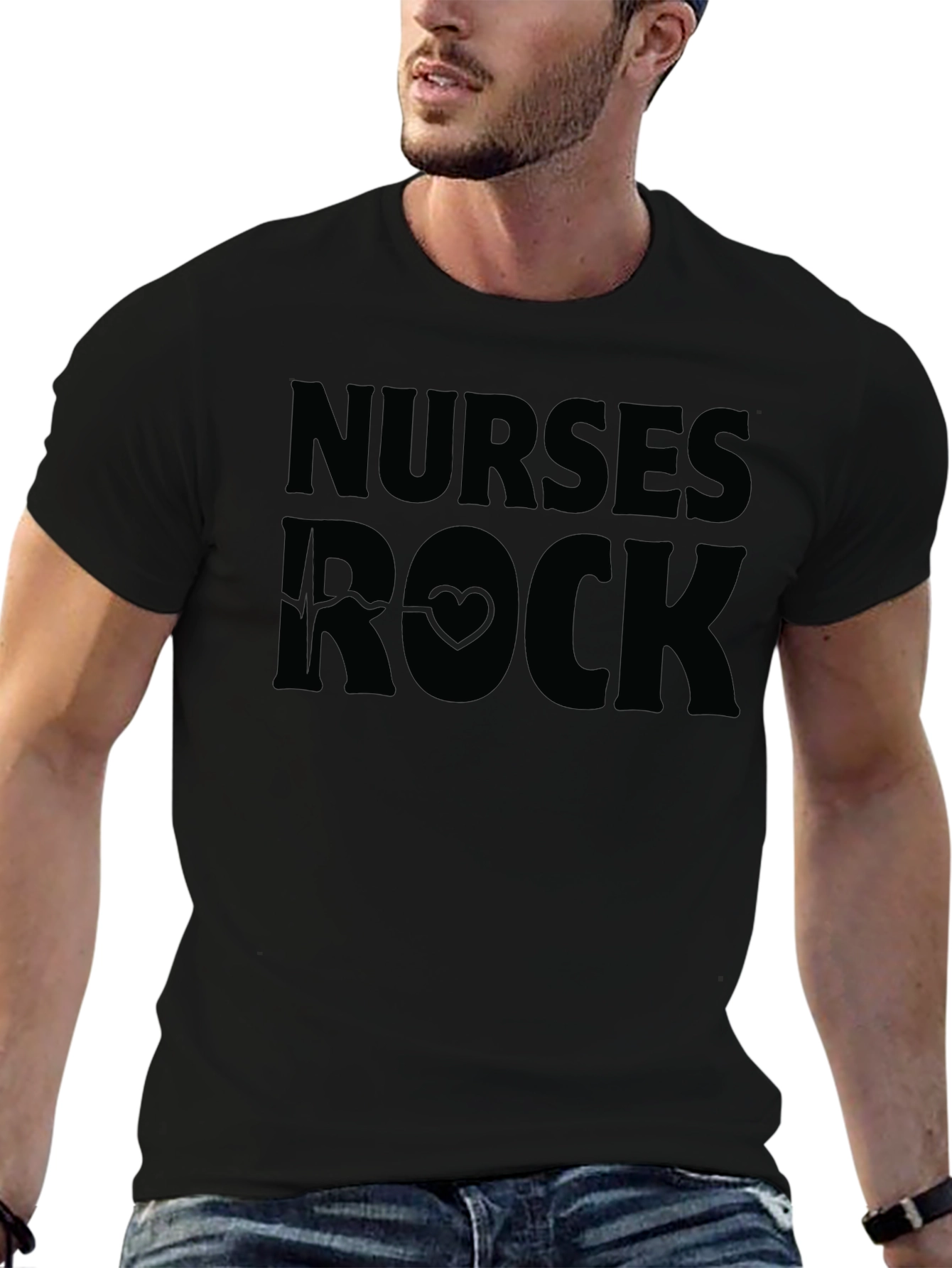 Nurses Rock Graphic T-Shirt - Black Cotton Tee