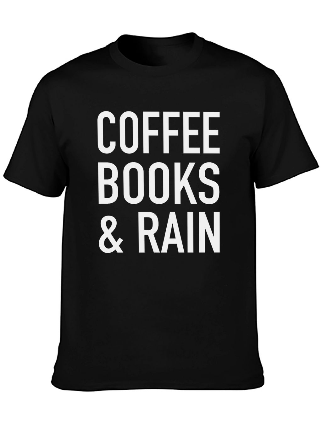 Coffee Books & Rain T-Shirt - Black Cotton Blend