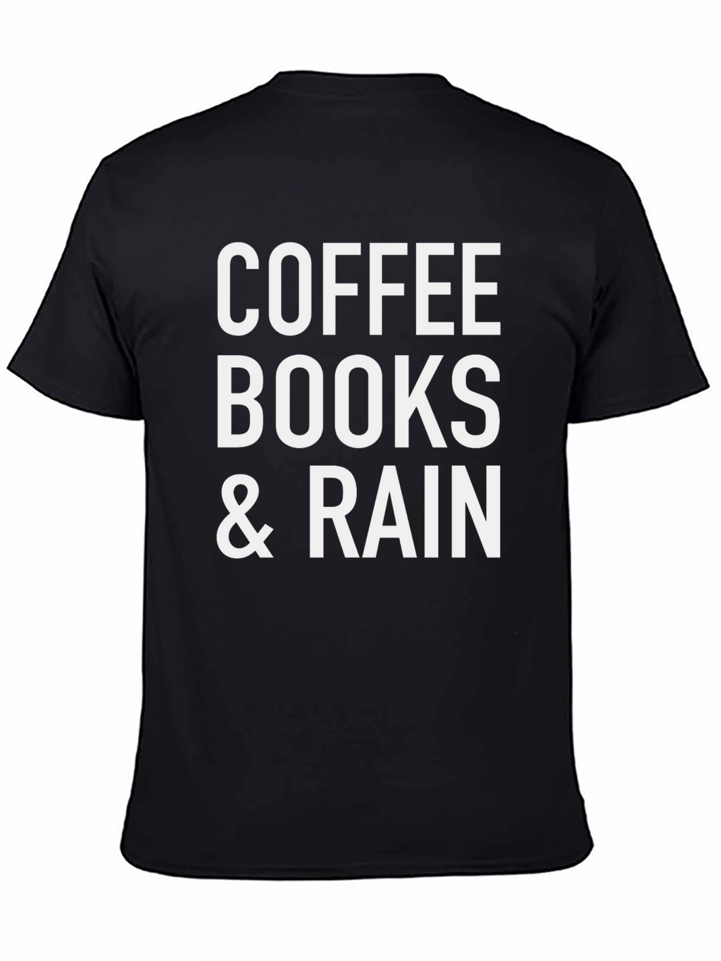 Coffee Books & Rain T-Shirt - Black Cotton Blend
