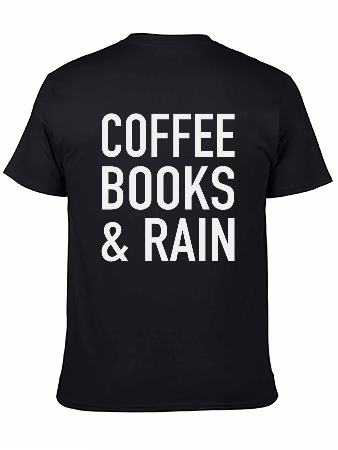 Coffee Books & Rain T-Shirt - Black Cotton Blend