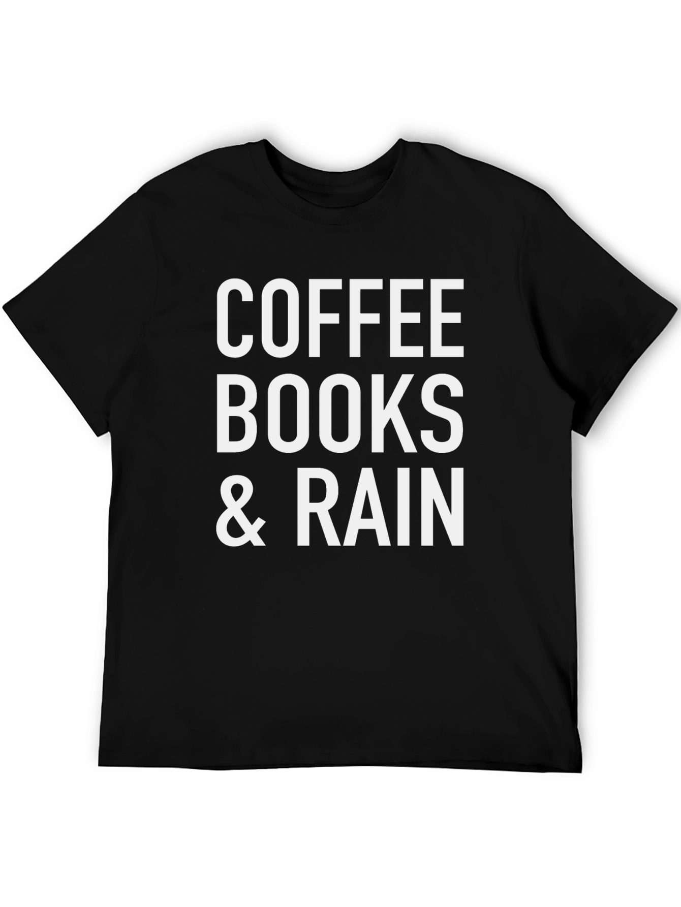 Coffee Books & Rain T-Shirt - Black Cotton Blend