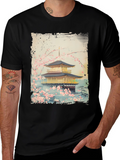 Japanese Temple T-Shirt - Golden Pavilion Cherry Blossom Tee