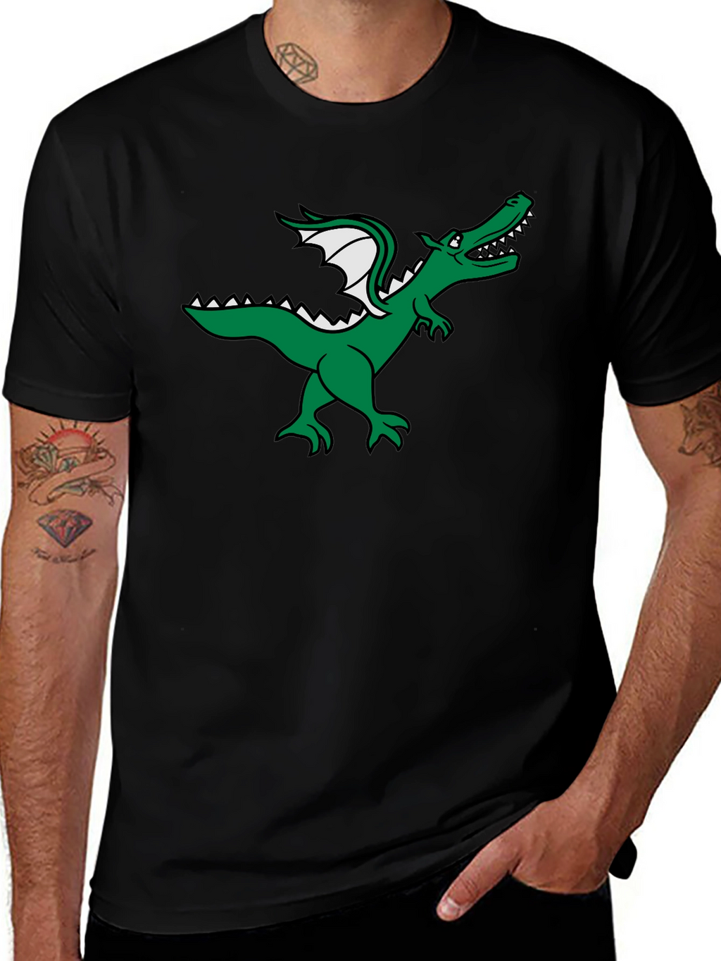 Dragon Graphic Tee - Black Cotton T-Shirt