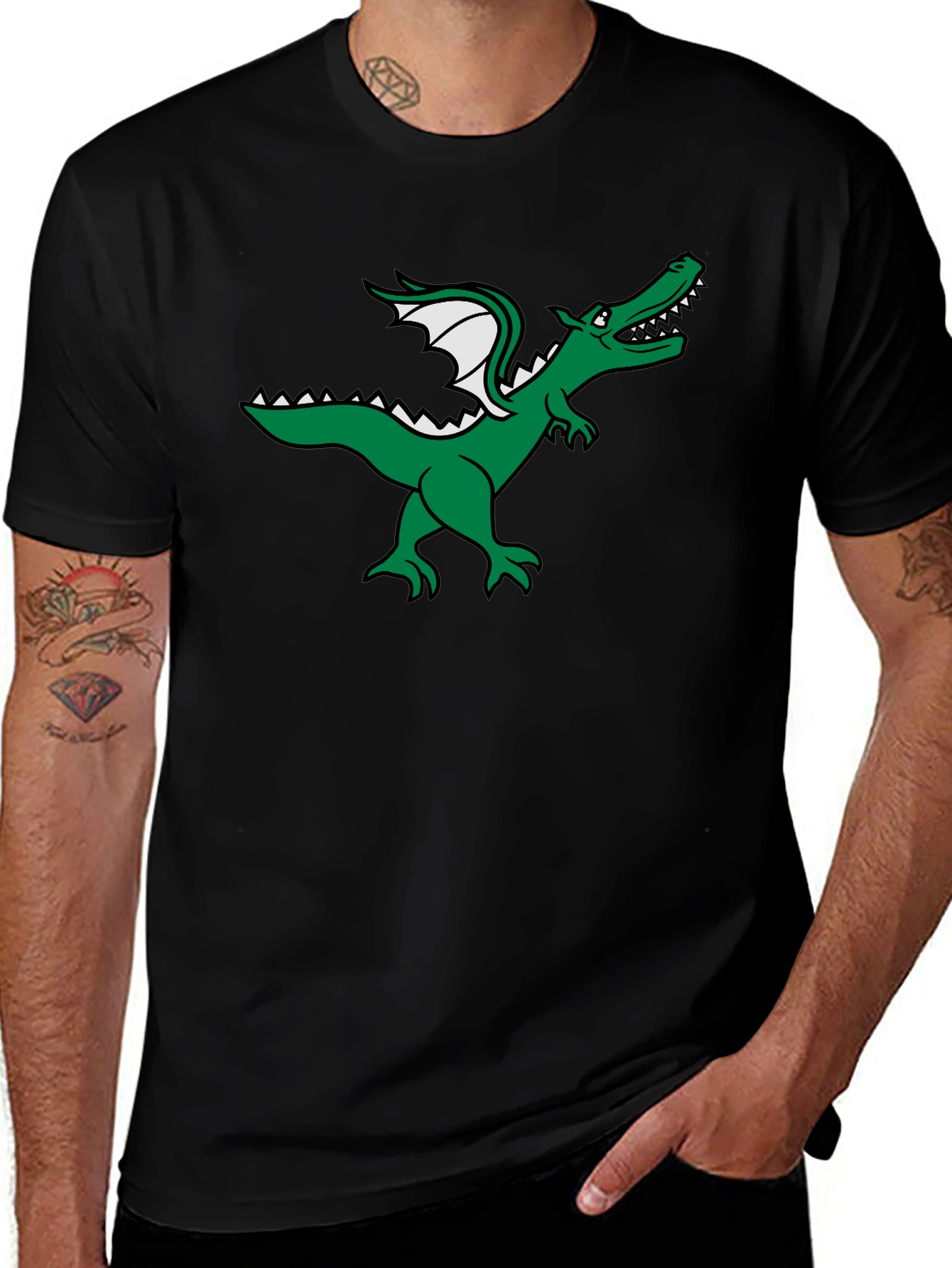 Dragon Graphic Tee - Black Cotton T-Shirt