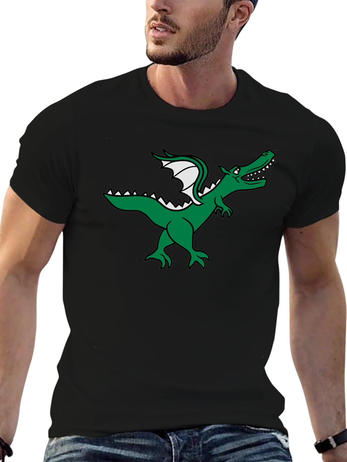 Dragon Graphic Tee - Black Cotton T-Shirt