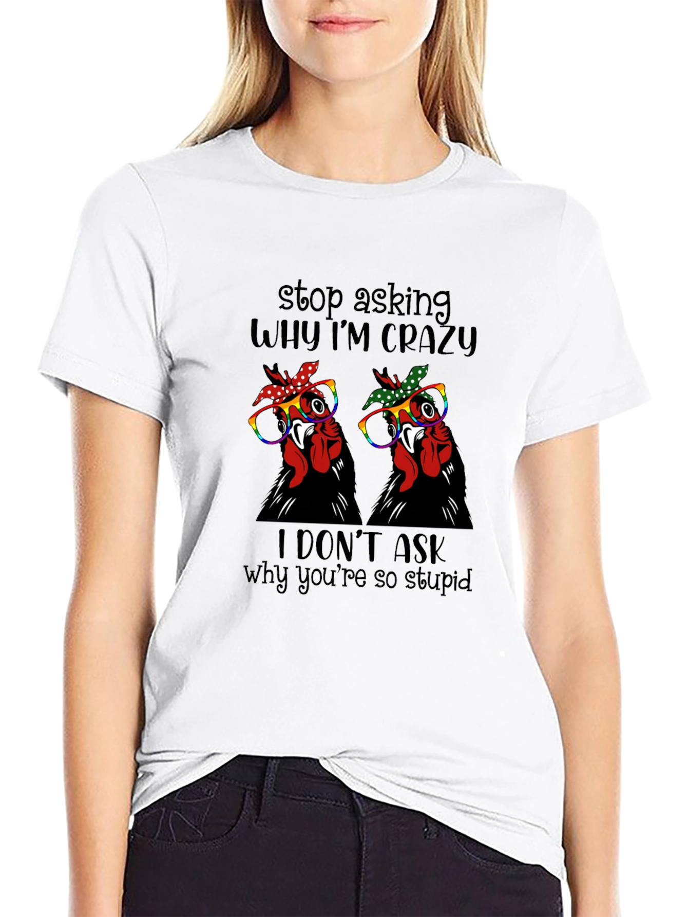 Crazy Chicken Graphic Tee - Funny Novelty Shirt