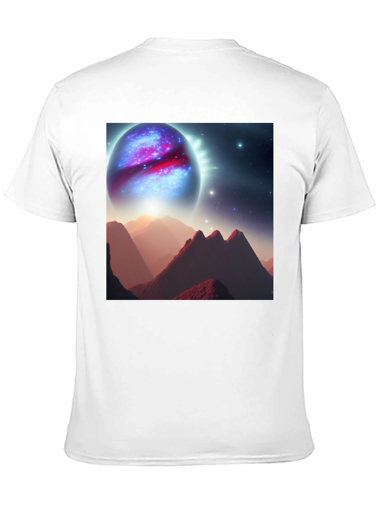 Cosmic Planet Graphic T-Shirt - Black Cotton Blend