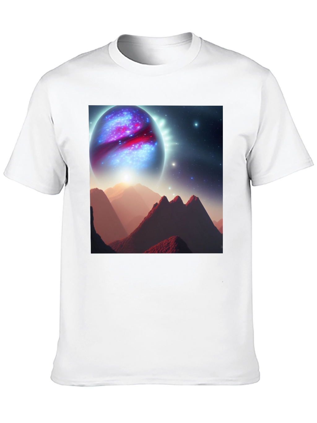 Cosmic Planet Graphic T-Shirt - Black Cotton Blend
