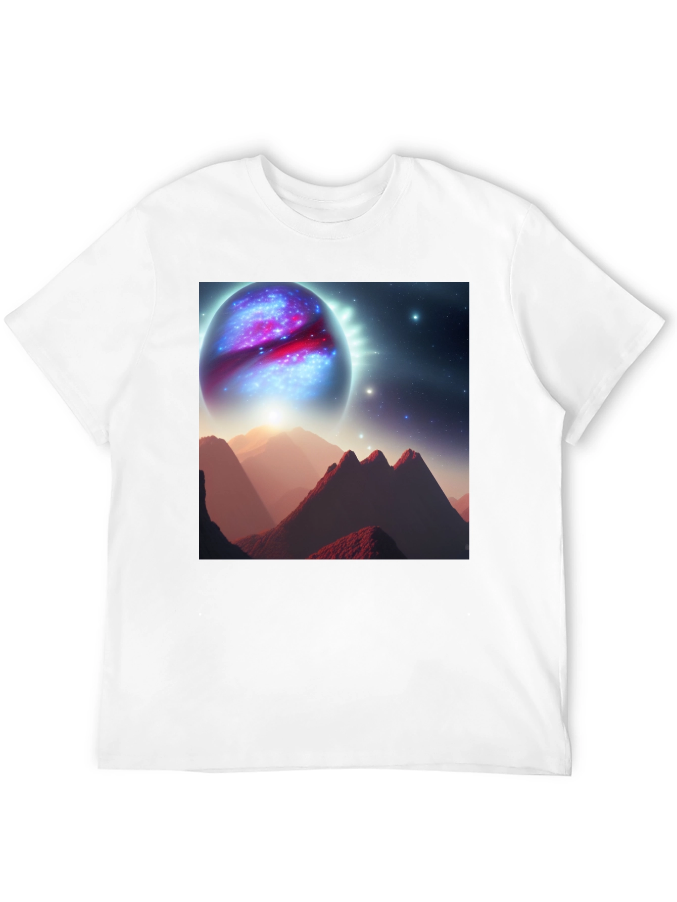 Cosmic Planet Graphic T-Shirt - Black Cotton Blend