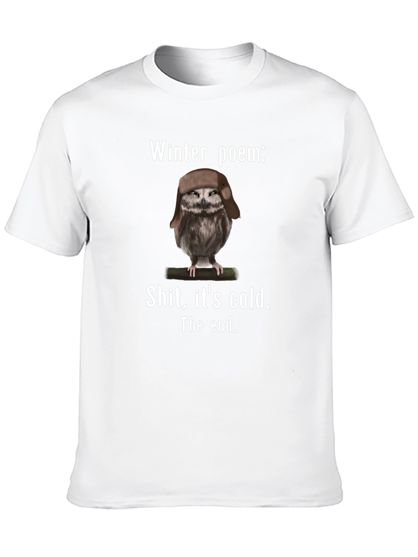 Winter Poem Owl T-Shirt - Funny Cold Weather Tee