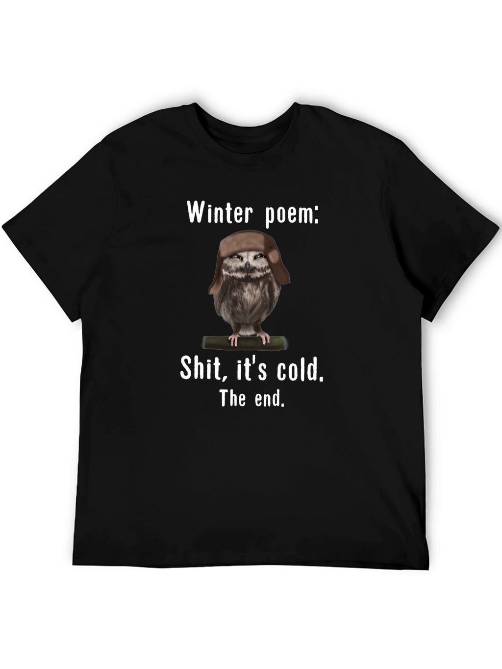 Winter Poem Owl T-Shirt - Funny Cold Weather Tee