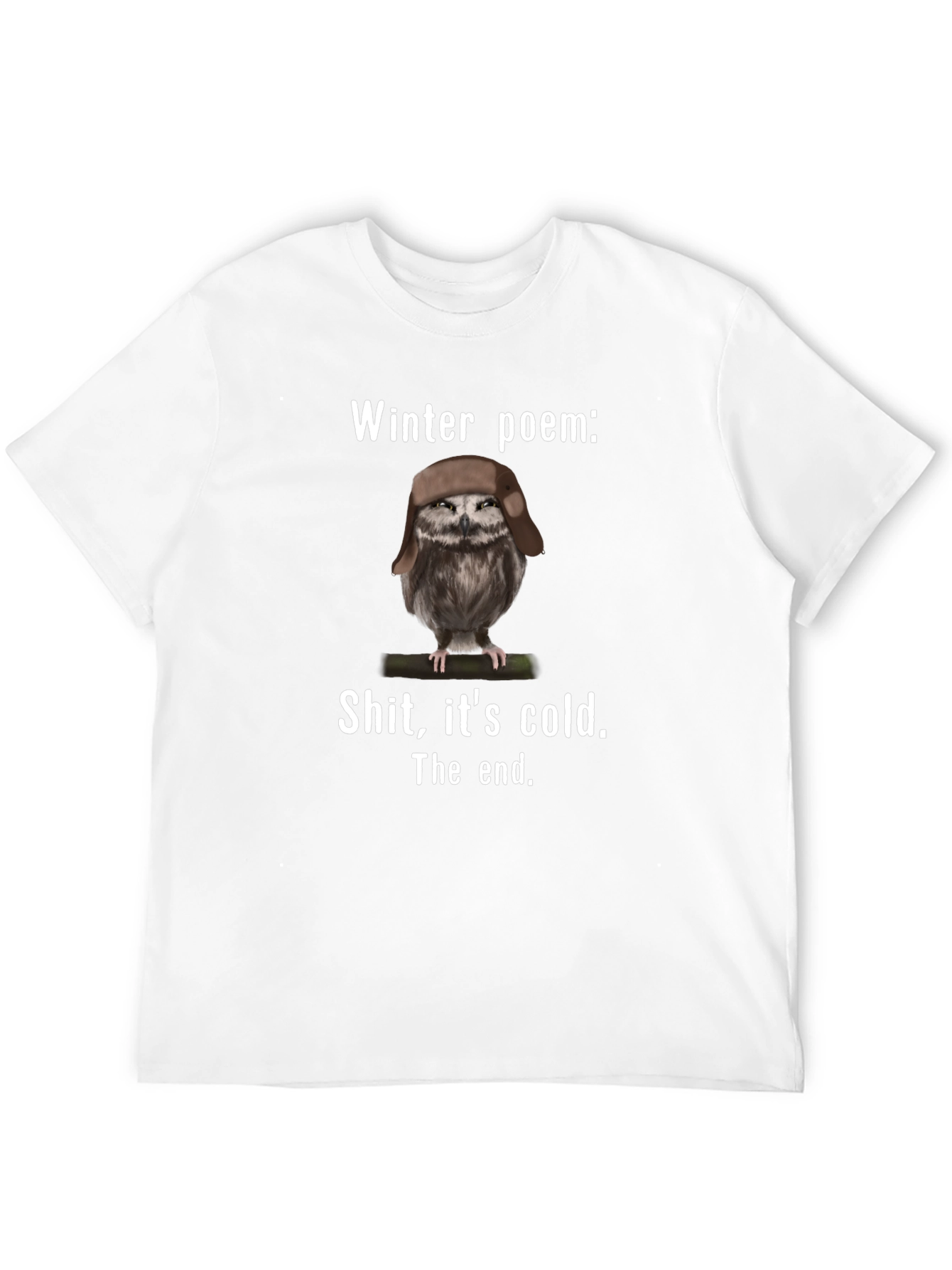 Winter Poem Owl T-Shirt - Funny Cold Weather Tee