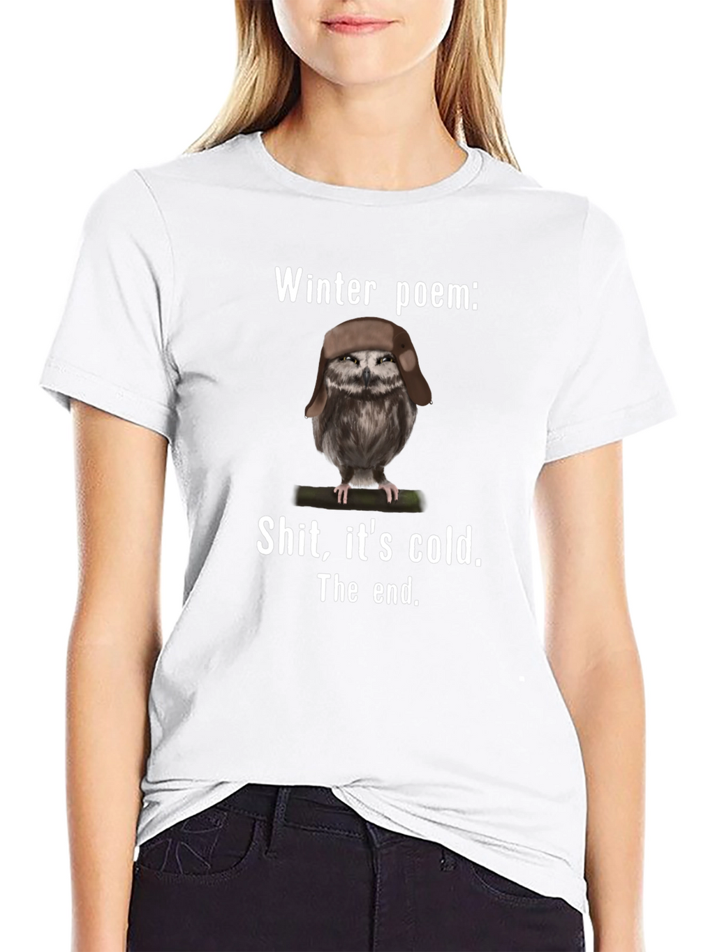 Winter Poem Owl T-Shirt - Funny Cold Weather Tee