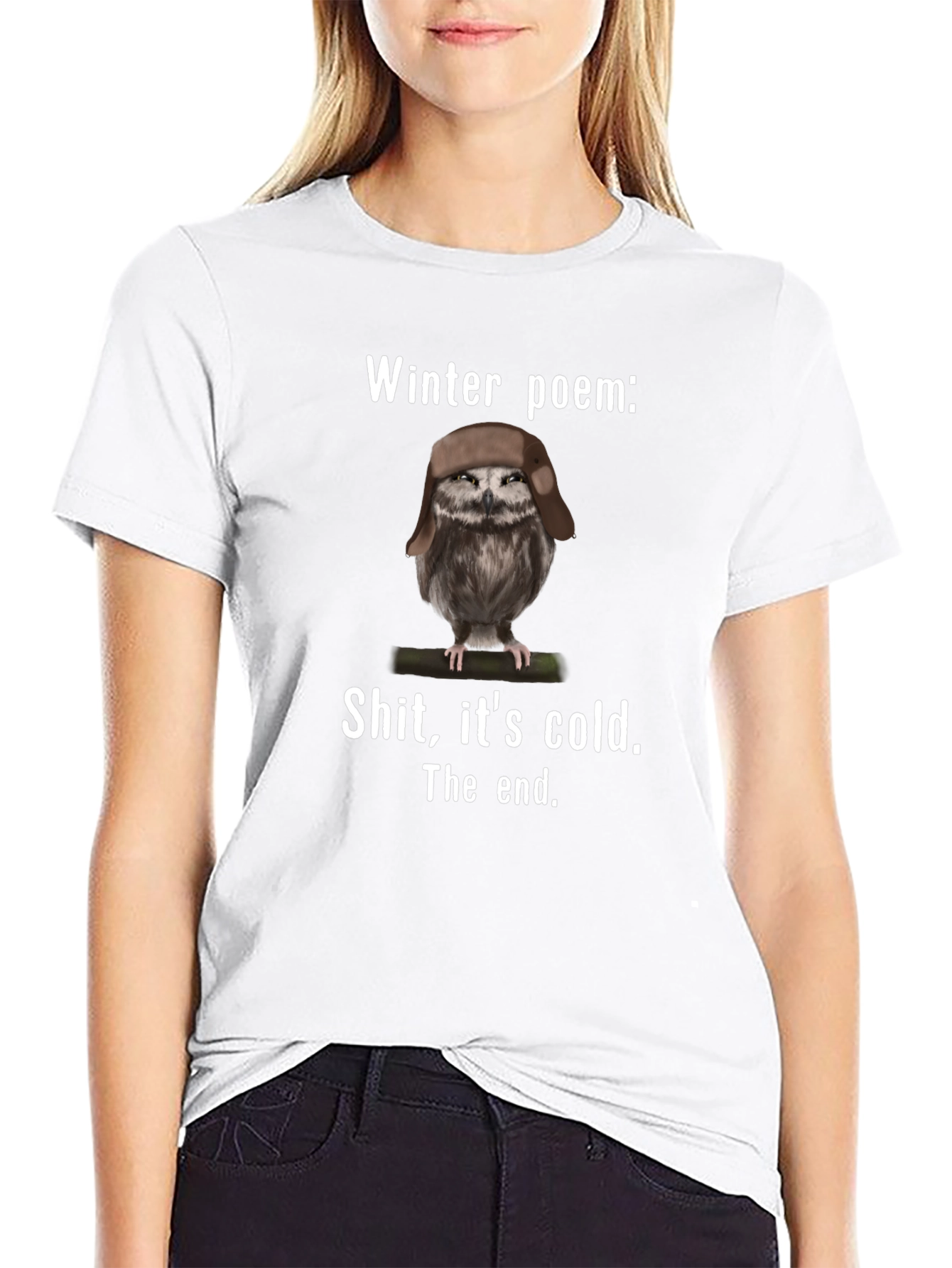 Winter Poem Owl T-Shirt - Funny Cold Weather Tee