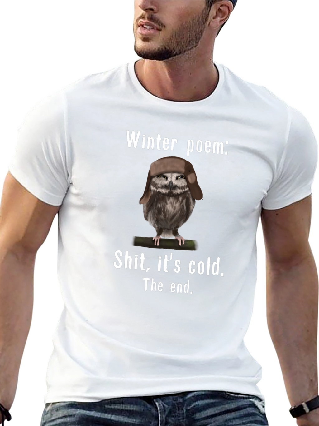 Winter Poem Owl T-Shirt - Funny Cold Weather Tee
