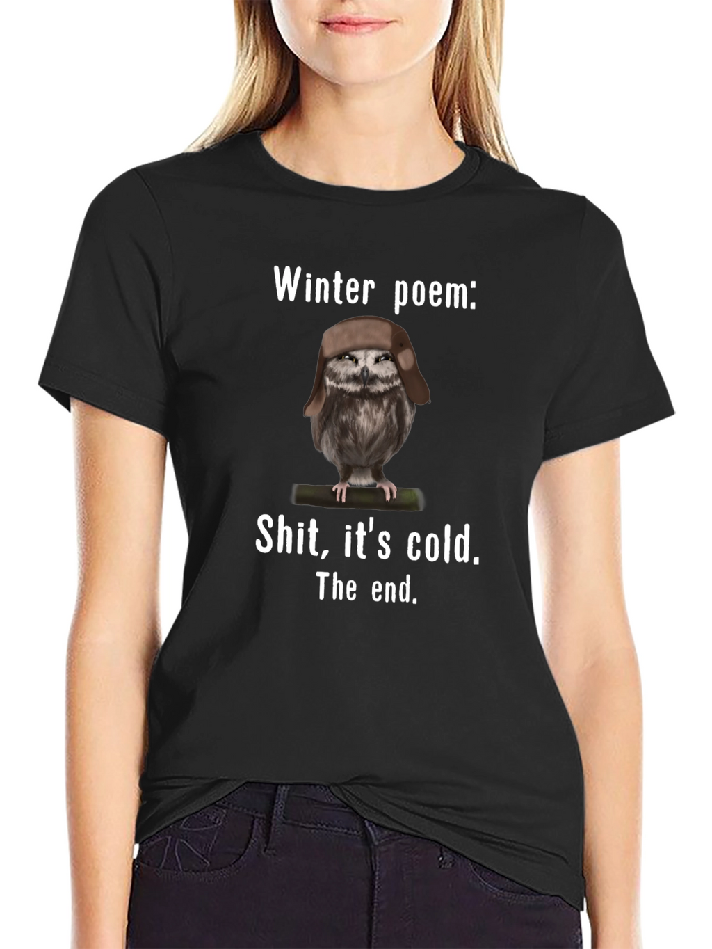 Winter Poem Owl T-Shirt - Funny Cold Weather Tee