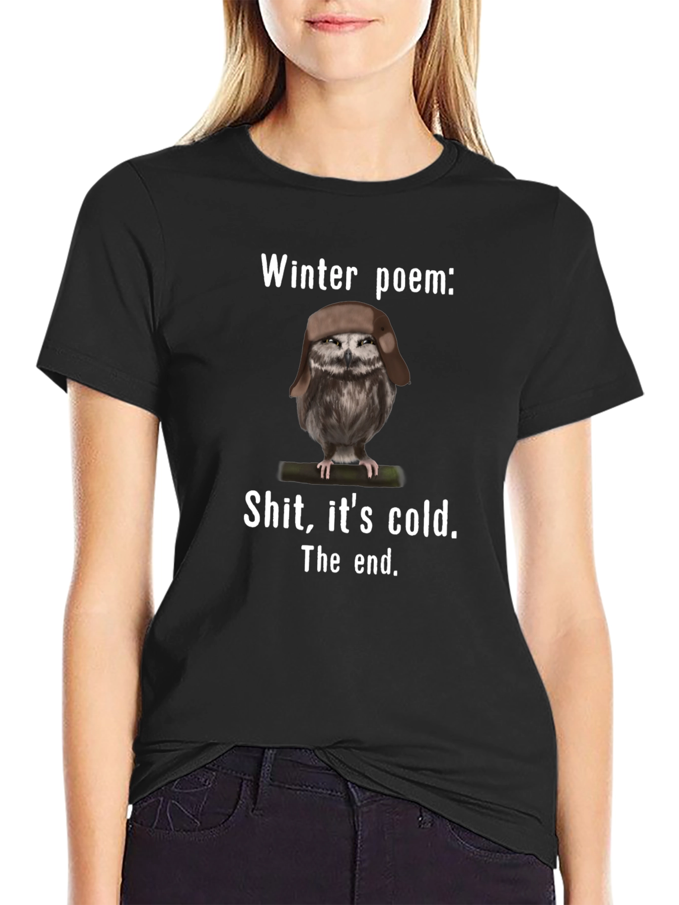 Winter Poem Owl T-Shirt - Funny Cold Weather Tee