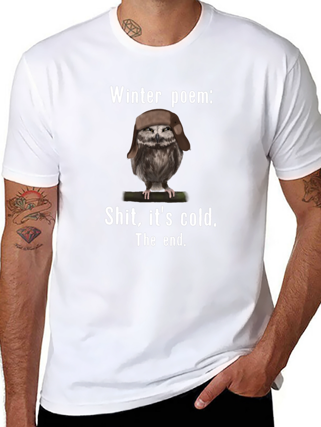 Winter Poem Owl T-Shirt - Funny Cold Weather Tee