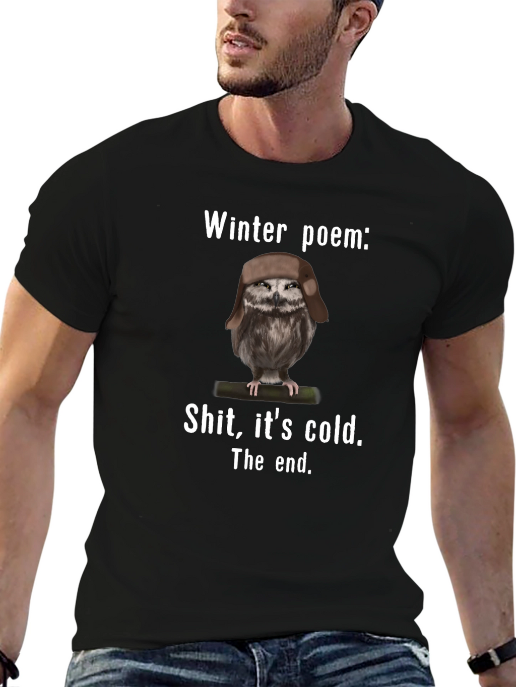 Winter Poem Owl T-Shirt - Funny Cold Weather Tee