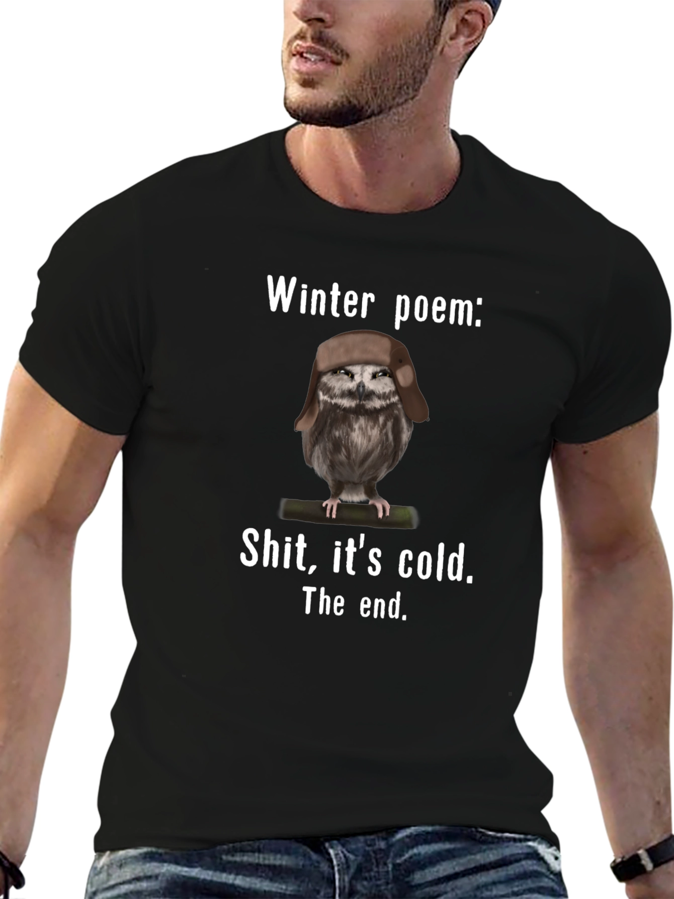 Winter Poem Owl T-Shirt - Funny Cold Weather Tee