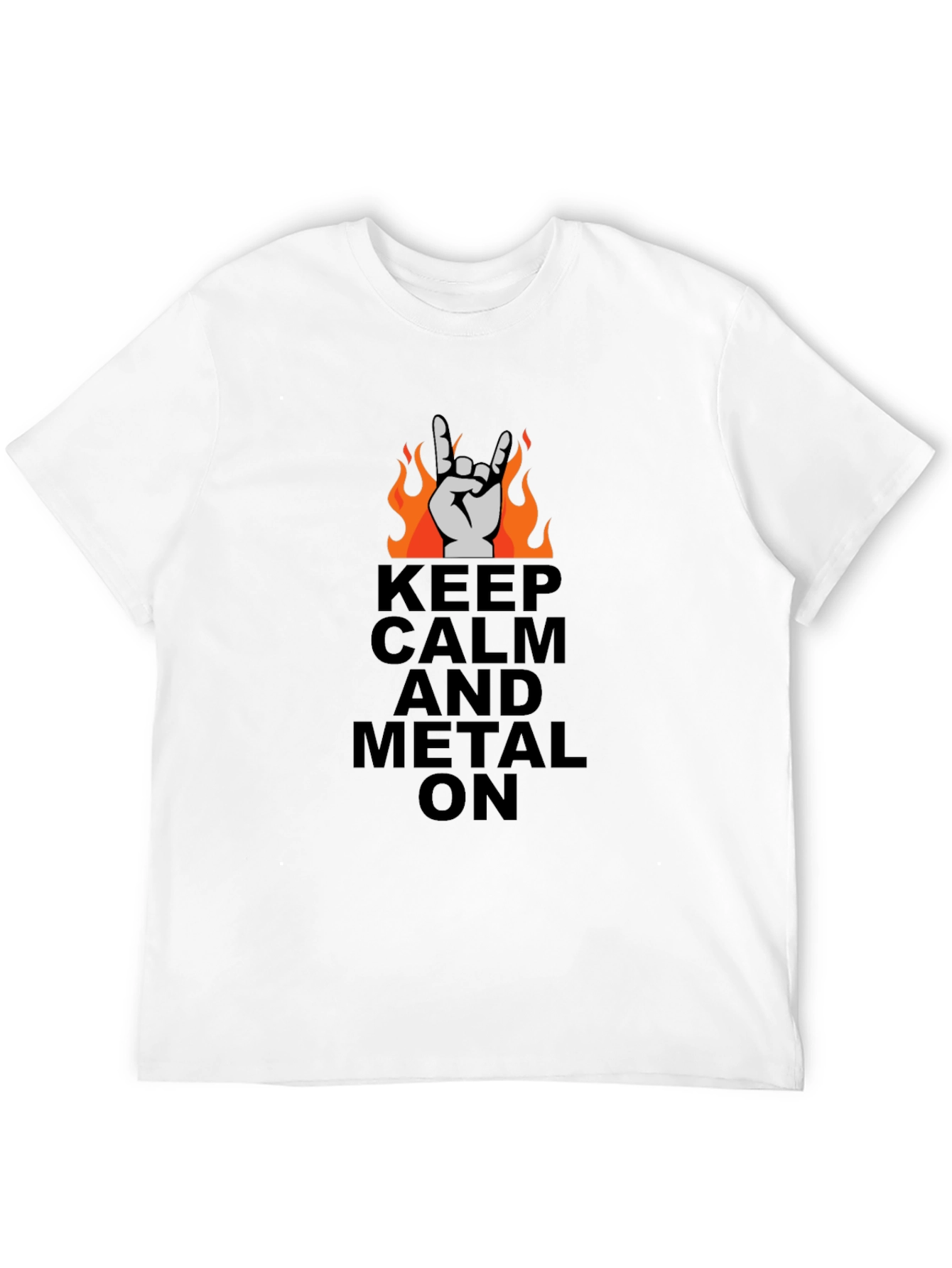 Keep Calm and Metal On Black T-Shirt