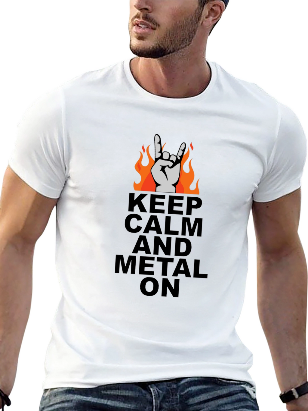 Keep Calm and Metal On Black T-Shirt