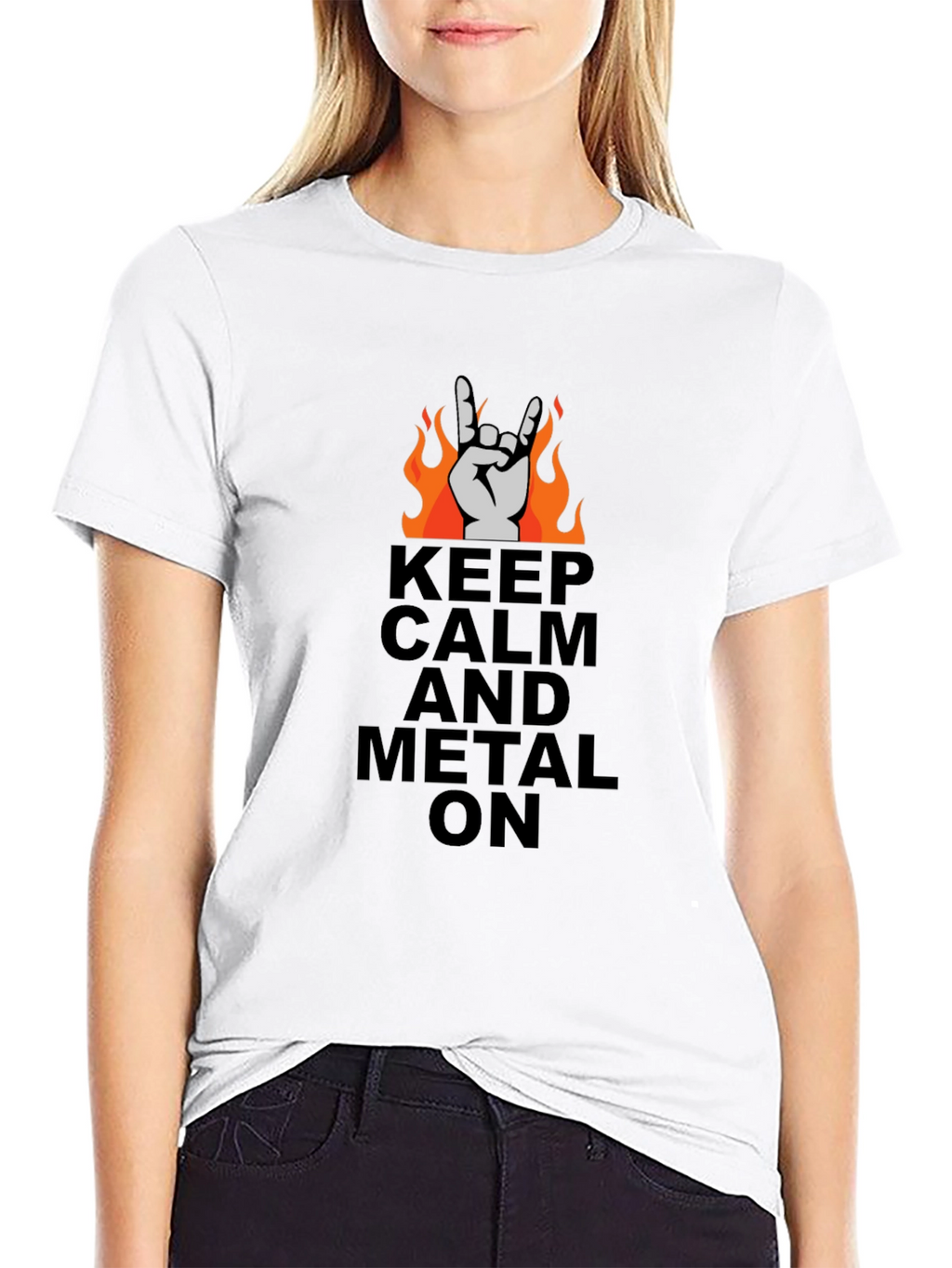 Keep Calm and Metal On Black T-Shirt