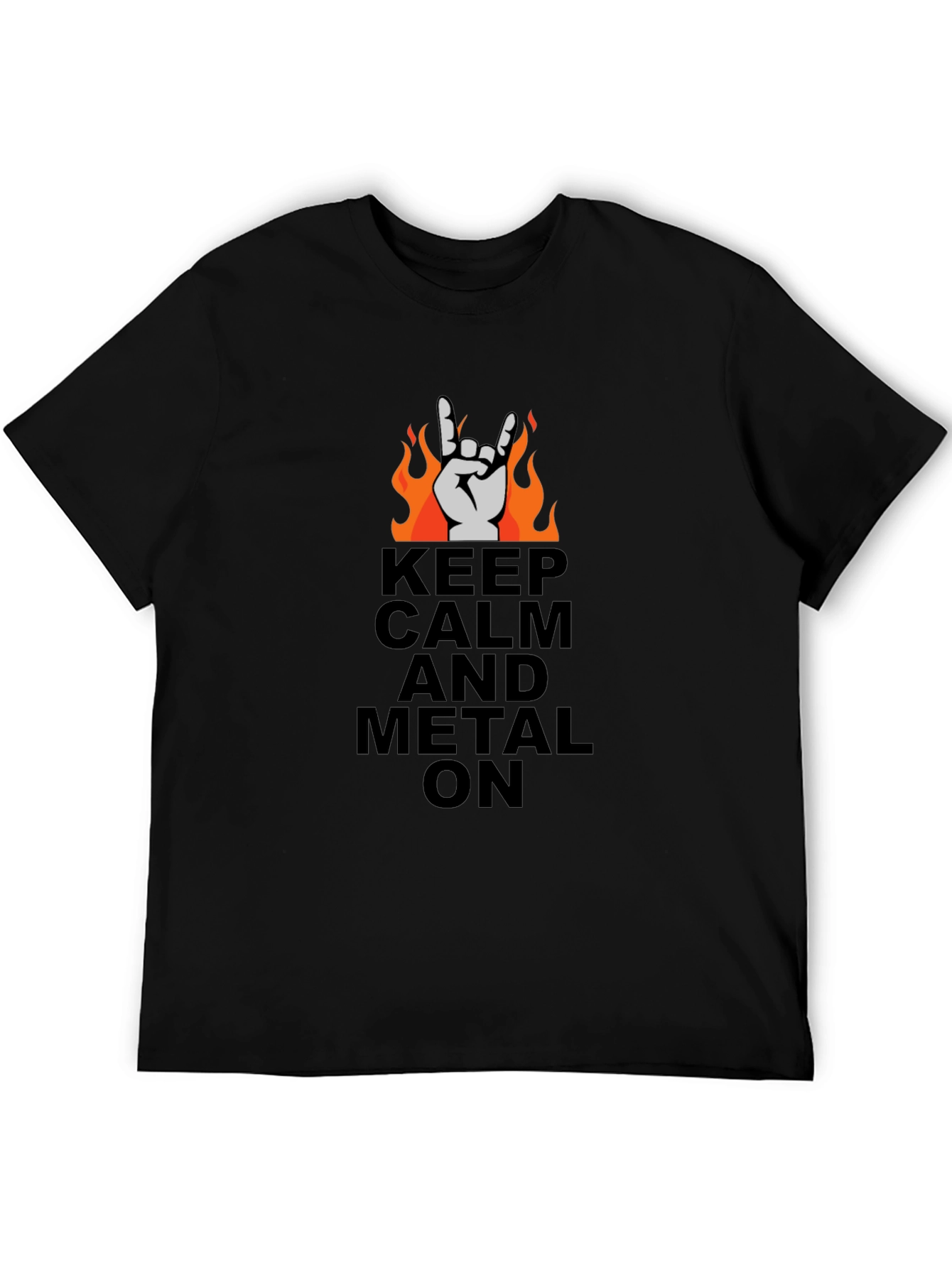 Keep Calm and Metal On Black T-Shirt