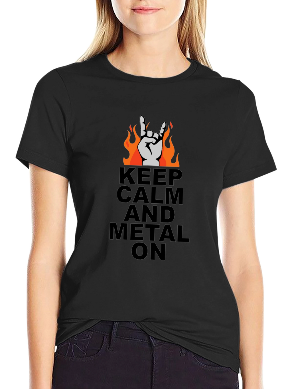 Keep Calm and Metal On Black T-Shirt
