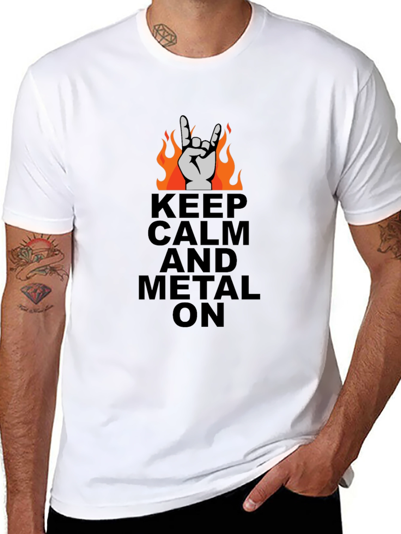Keep Calm and Metal On Black T-Shirt