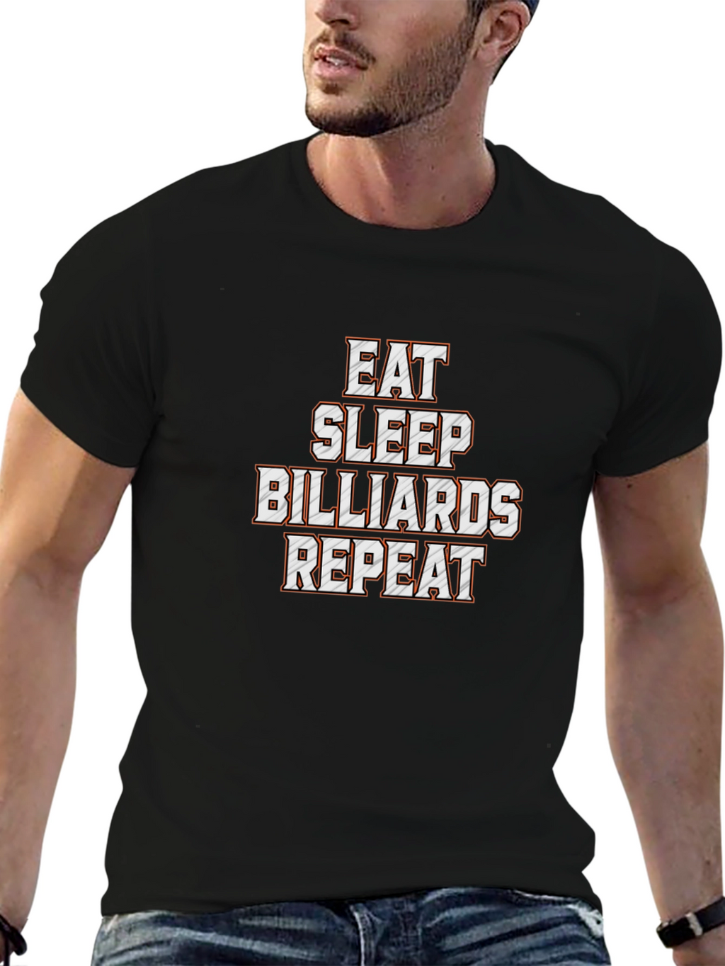 Eat Sleep Billiards Repeat Black T-Shirt