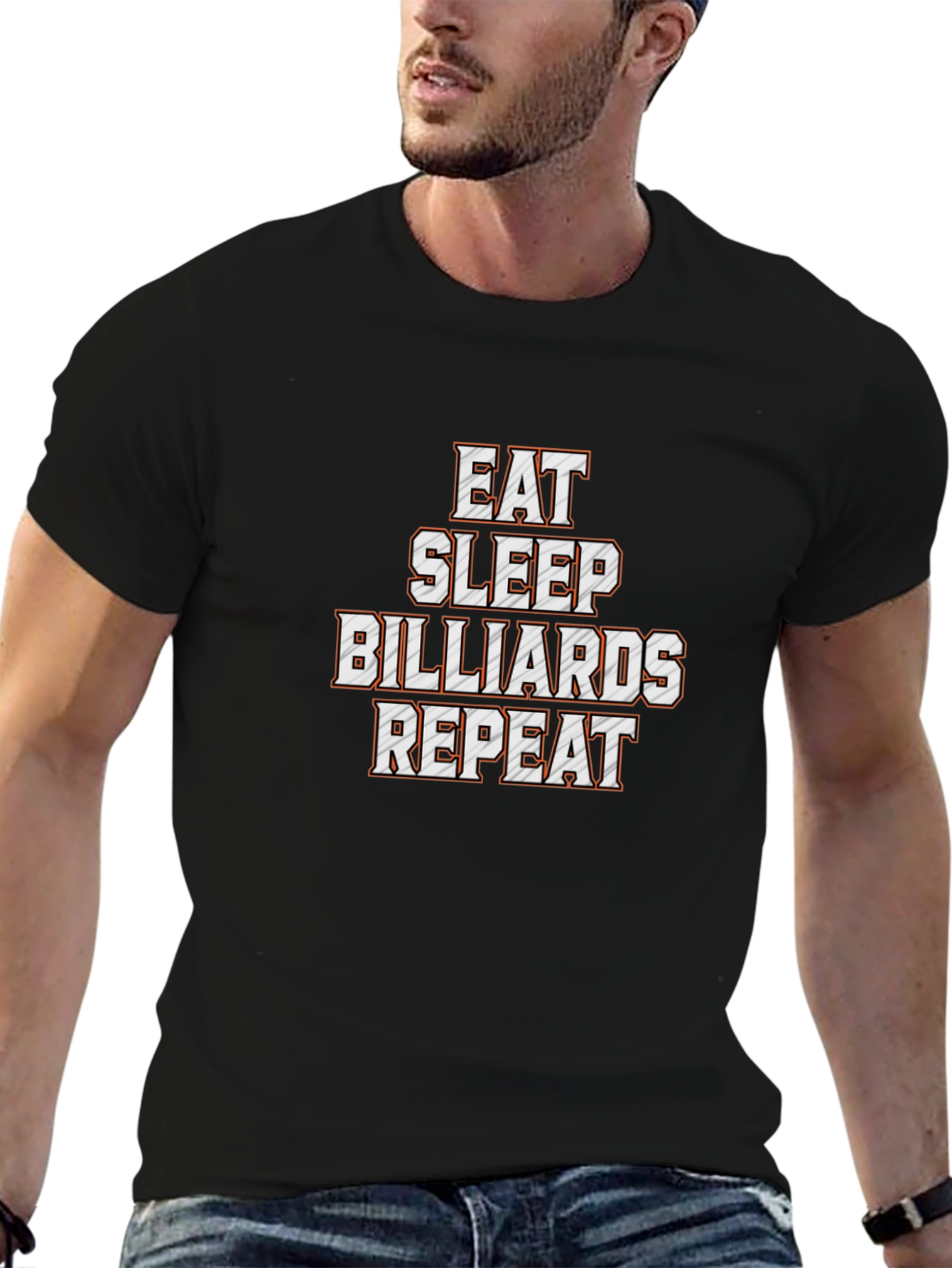 Eat Sleep Billiards Repeat Black T-Shirt