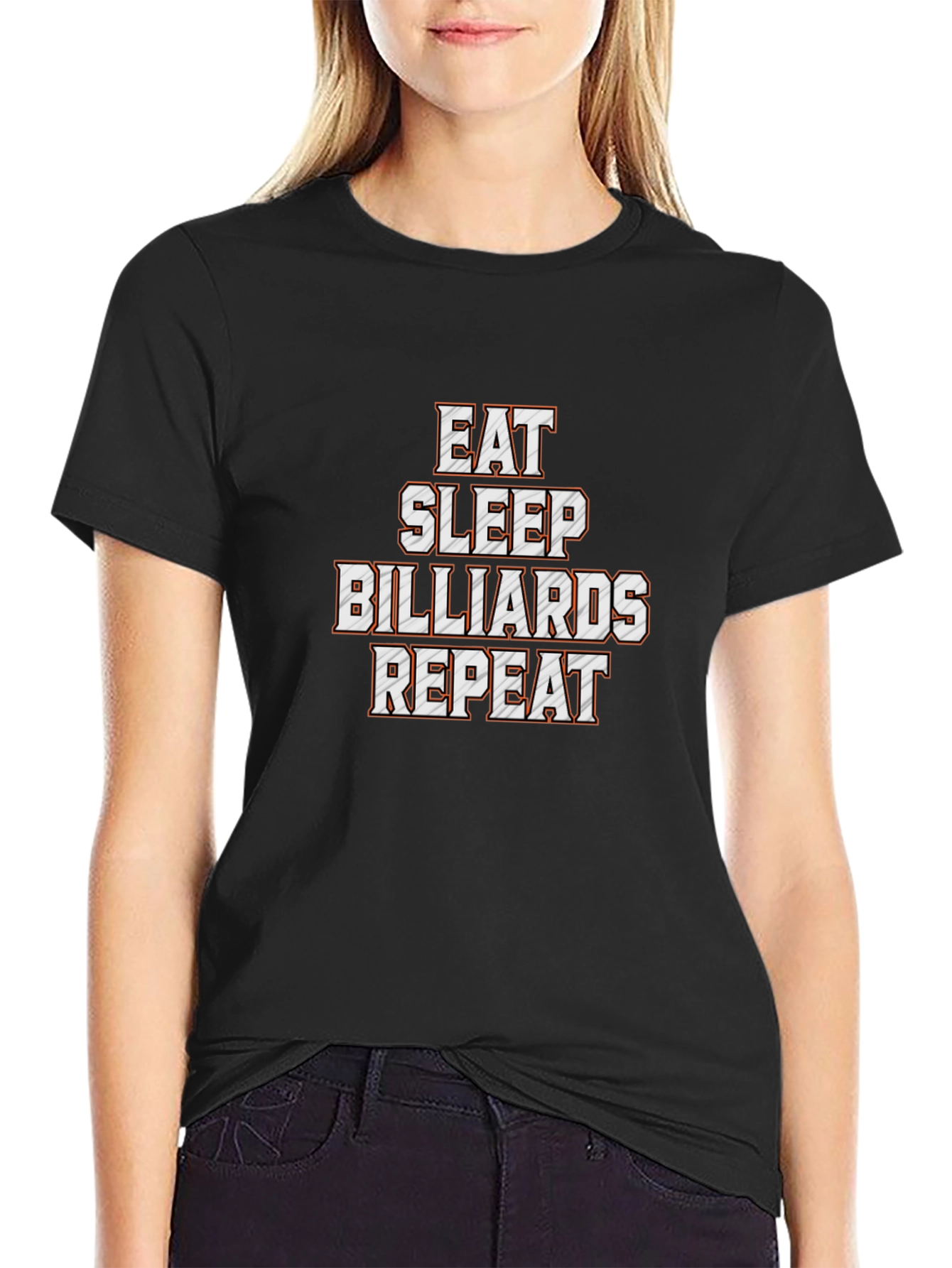 Eat Sleep Billiards Repeat Black T-Shirt