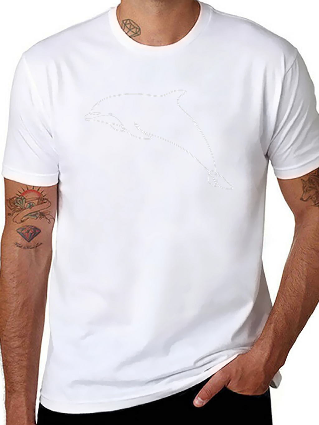 Minimalist Dolphin T-Shirt - Black