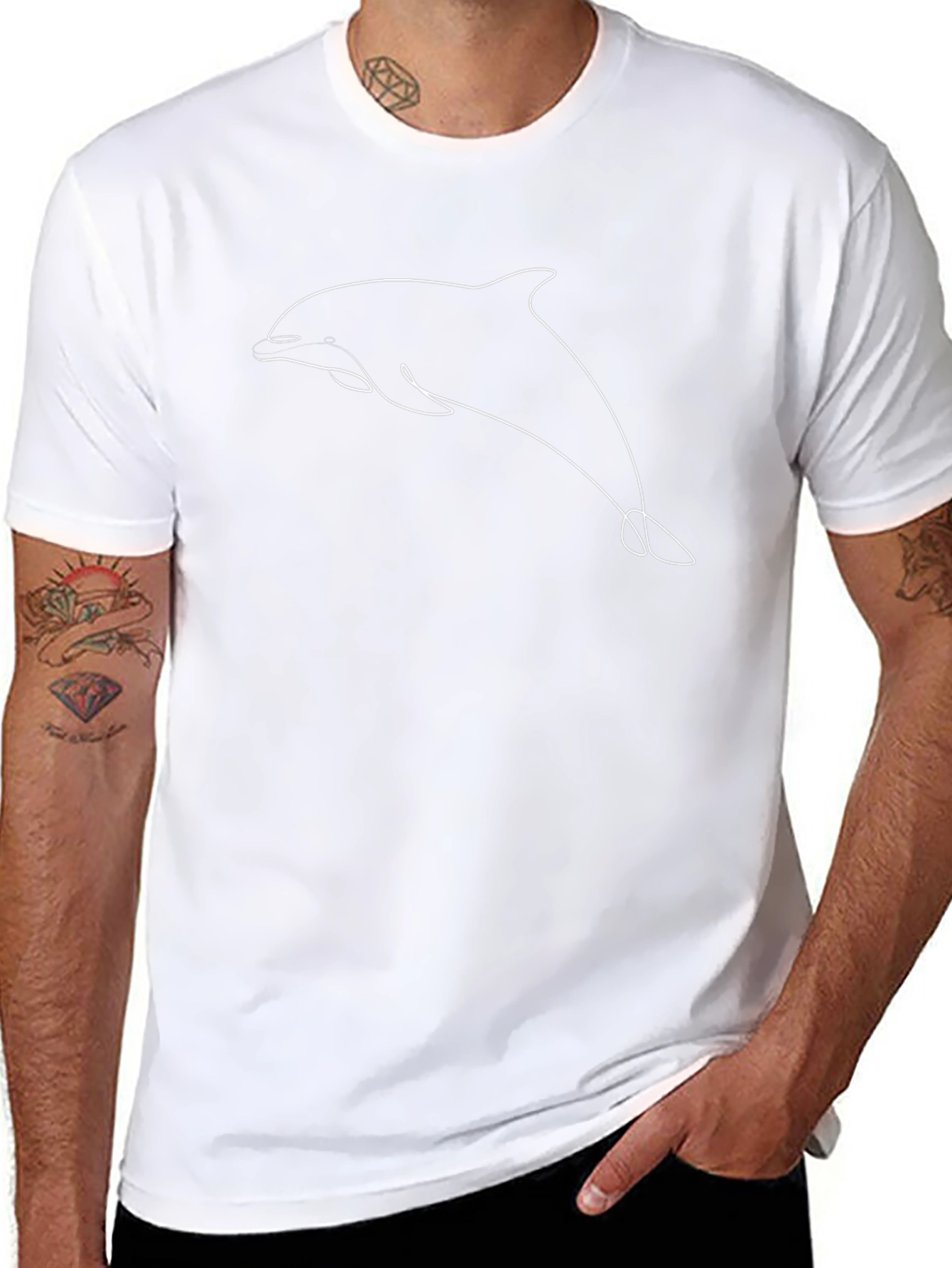 Minimalist Dolphin T-Shirt - Black